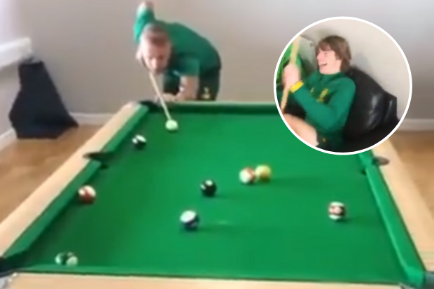 Watch: Leigh Griffiths destroys Celtic teammate Luca Connell at pool inside Lennoxtown