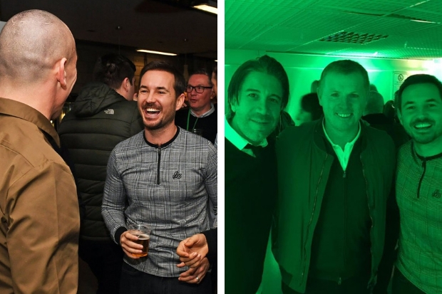 Line of Duty star Martin Compston supports Celtic player Scott Brown at DVD launch