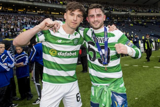 Ex-Celtic stars Kieran Tierney and Paddy Roberts enjoy reunion as pair start on bench during Norwich vs Arsenal