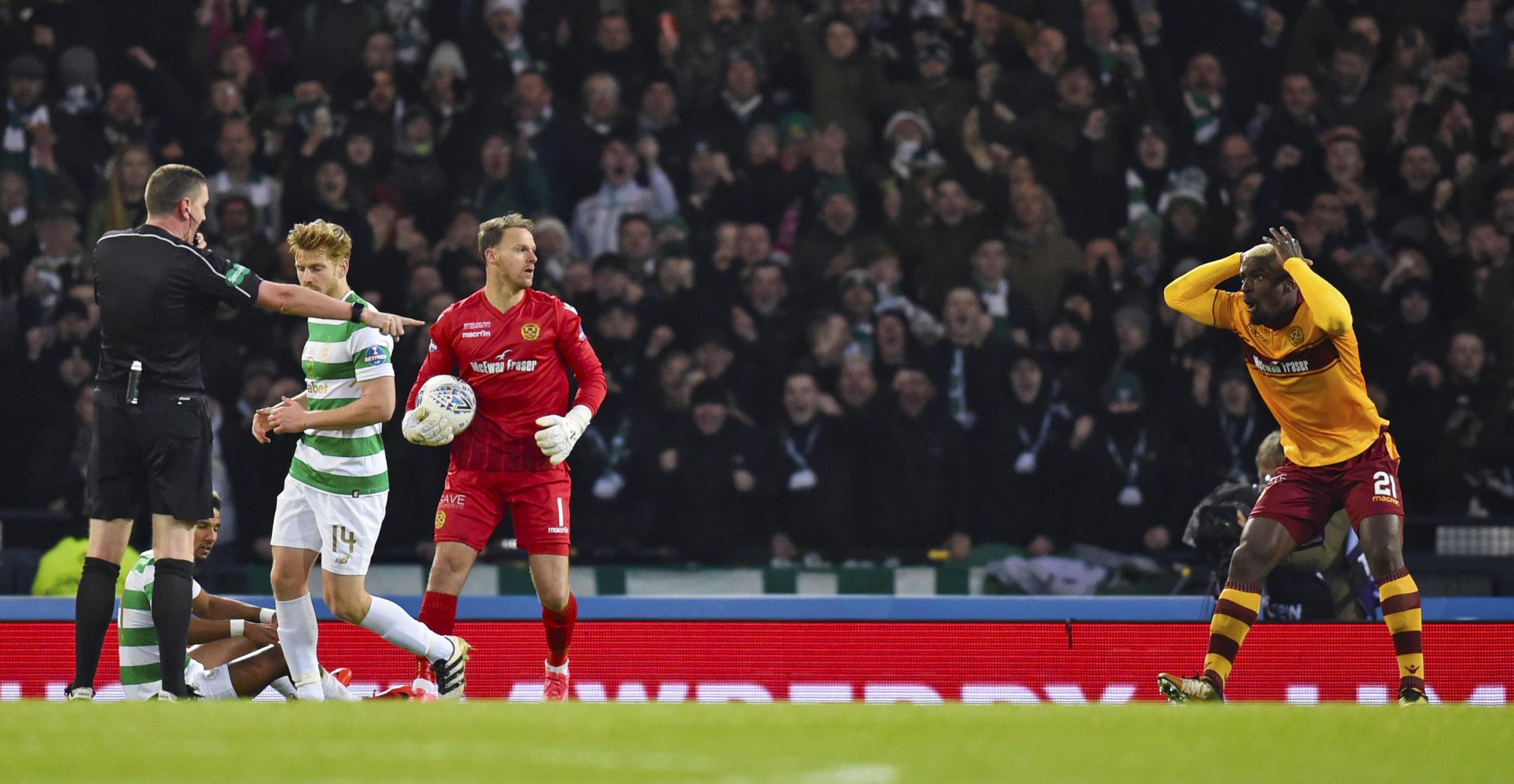 Motherwell boss Stephen Robinson fumes at penalty decision in Betfred Cup final defeat to Celtic