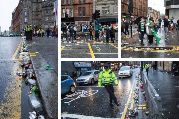 Celtic fans blasted for leaving Glasgow in ‘disgusting’ state following treble treble street party